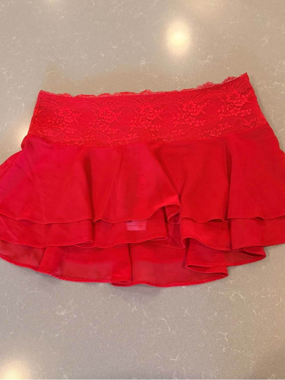 Tiger Mist Red Tiered Lace Waist Mini Skirt
